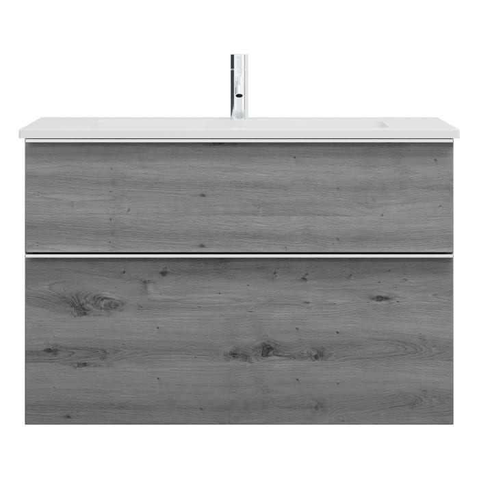 burgbad Eqio Waschtischkombination mit Mineralguss-Waschtisch, 92 cm, mit Griffleiste G0251