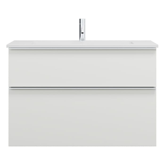 burgbad Eqio Waschtischkombination mit Mineralguss-Waschtisch, 92 cm, mit Griffleiste G0251