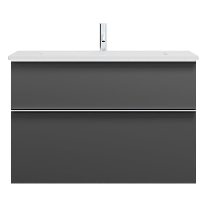 burgbad Eqio Waschtischkombination mit Mineralguss-Waschtisch, 92 cm, mit Griffleiste G0251