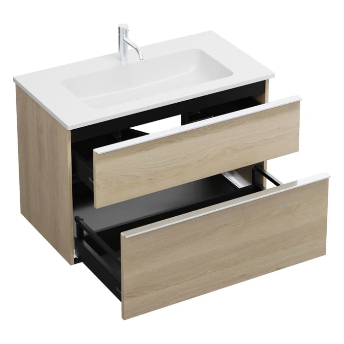 burgbad Eqio Waschtischkombination mit Mineralguss-Waschtisch, 92 cm, mit Griffleiste G0251