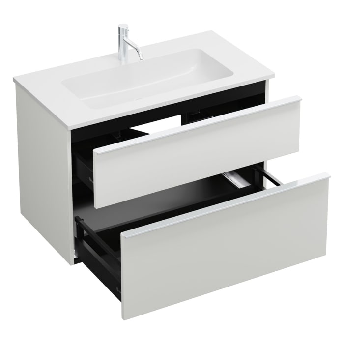 burgbad Eqio Waschtischkombination mit Mineralguss-Waschtisch, 92 cm, mit Griffleiste G0251