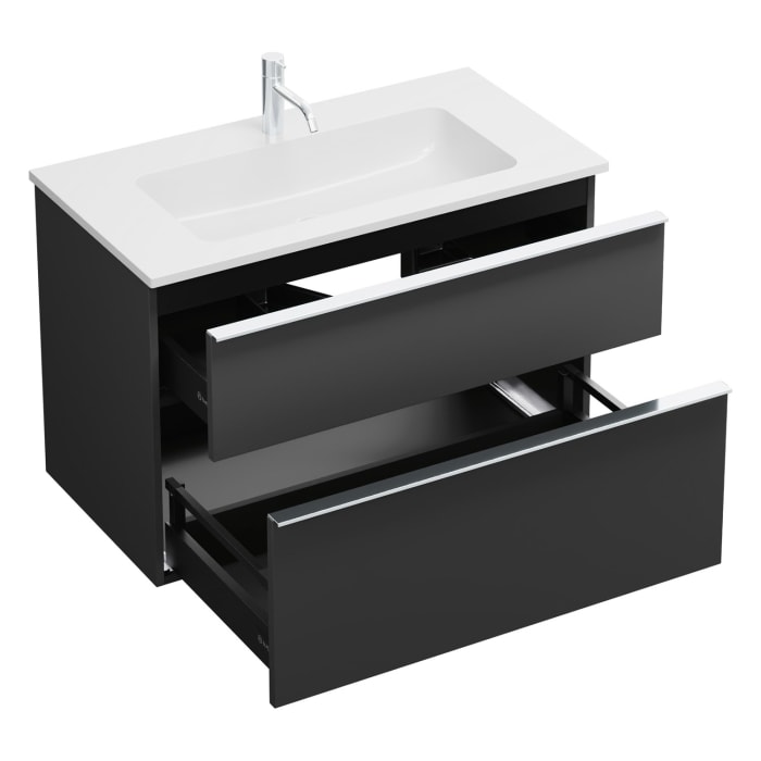 burgbad Eqio Waschtischkombination mit Mineralguss-Waschtisch, 92 cm, mit Griffleiste G0251