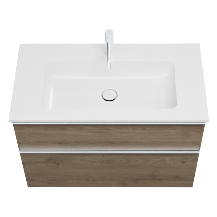 burgbad Eqio Waschtischkombination mit Mineralguss-Waschtisch, 92 cm, mit Griffleiste G0251