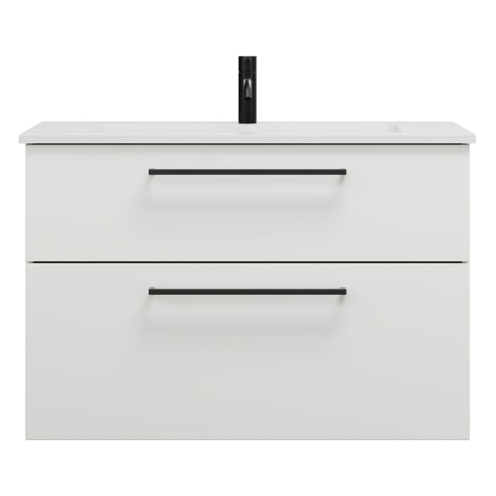 burgbad Eqio Waschtischkombination mit Mineralguss-Waschtisch, 92 cm, mit Stangengriff G0234