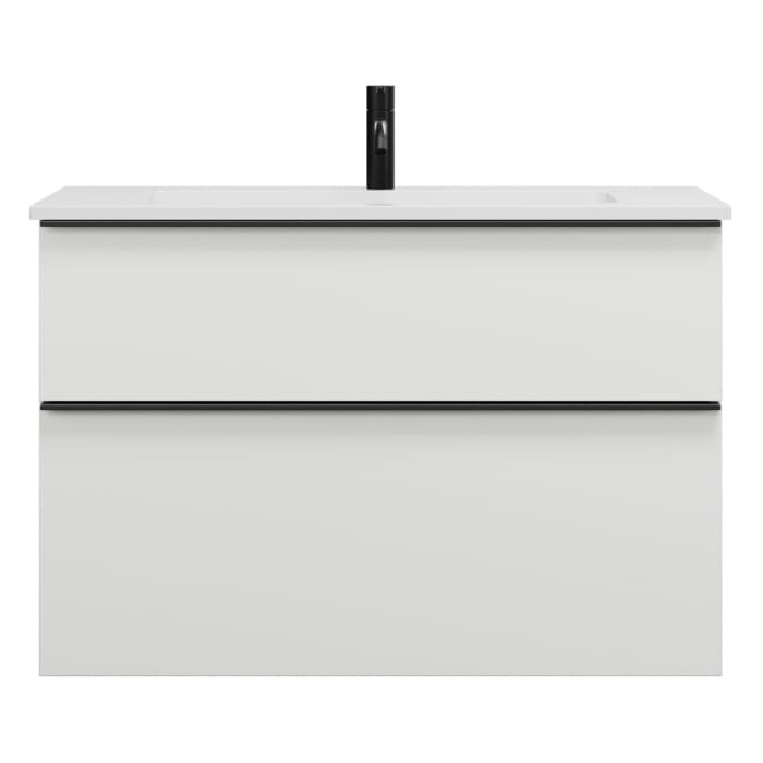 burgbad Eqio Waschtischkombination mit Mineralguss-Waschtisch, 92 cm, mit Griffleiste G0252