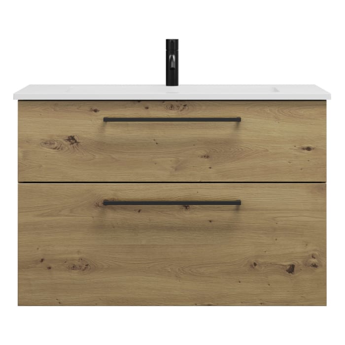 burgbad Eqio Waschtischkombination mit Mineralguss-Waschtisch, 92 cm, mit Stangengriff G0234