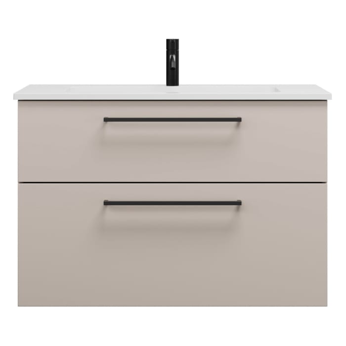 burgbad Eqio Waschtischkombination mit Mineralguss-Waschtisch, 92 cm, mit Stangengriff G0234