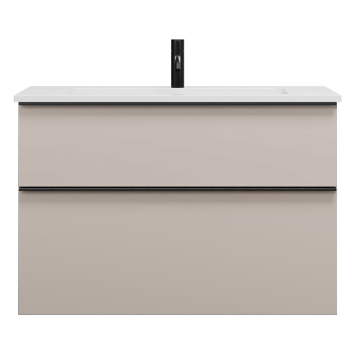 burgbad Eqio Waschtischkombination mit Mineralguss-Waschtisch, 92 cm, mit Griffleiste G0252