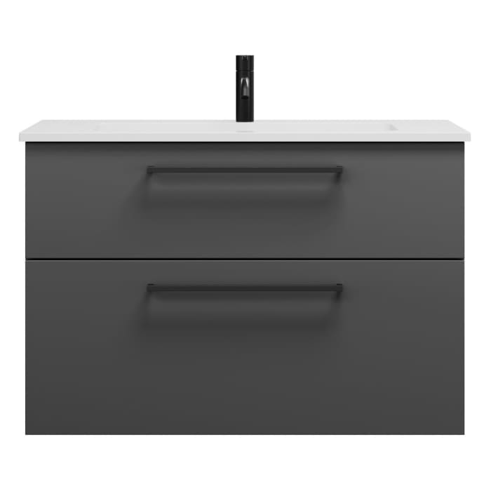 burgbad Eqio Waschtischkombination mit Mineralguss-Waschtisch, 92 cm, mit Stangengriff G0234