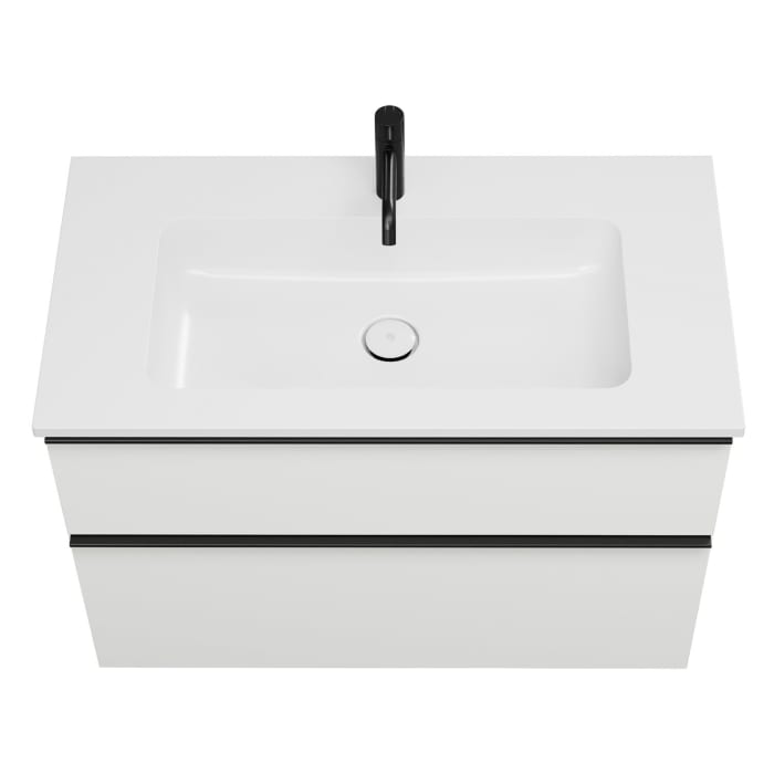 burgbad Eqio Waschtischkombination mit Mineralguss-Waschtisch, 92 cm, mit Griffleiste G0252