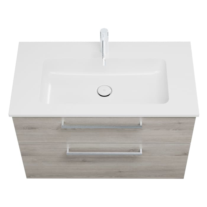 burgbad Eqio Waschtischkombination mit Mineralguss-Waschtisch, 92 cm, mit Stangengriff P95