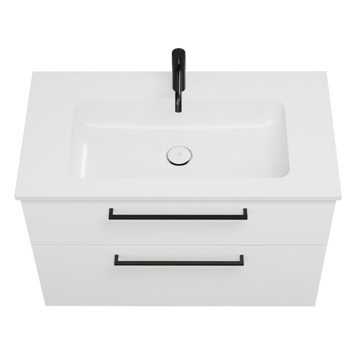 burgbad Eqio Waschtischkombination mit Mineralguss-Waschtisch, 92 cm, mit Stangengriff G0234