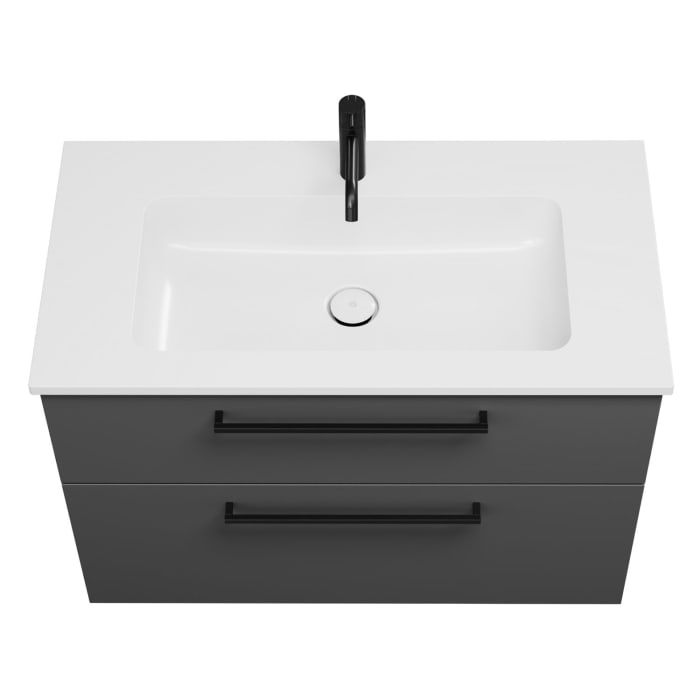 burgbad Eqio Waschtischkombination mit Mineralguss-Waschtisch, 92 cm, mit Stangengriff G0234