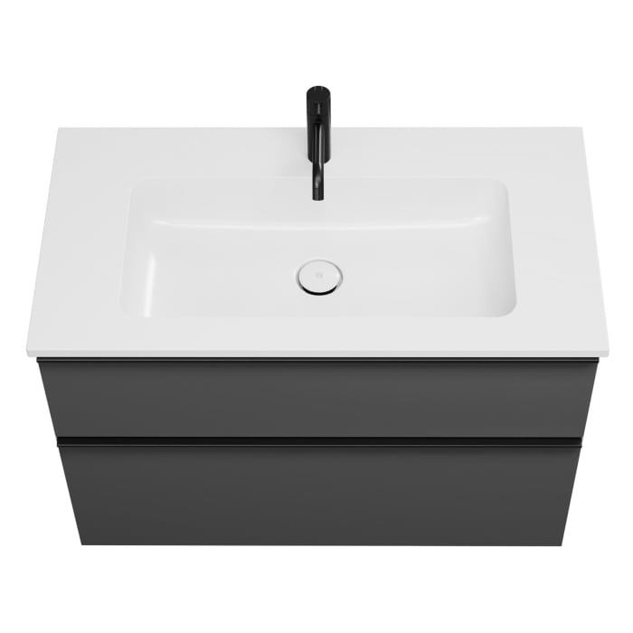 burgbad Eqio Waschtischkombination mit Mineralguss-Waschtisch, 92 cm, mit Griffleiste G0252