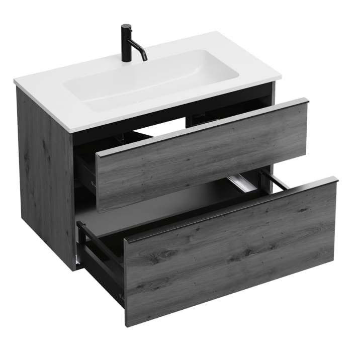 burgbad Eqio Waschtischkombination mit Mineralguss-Waschtisch, 92 cm, mit Griffleiste G0252