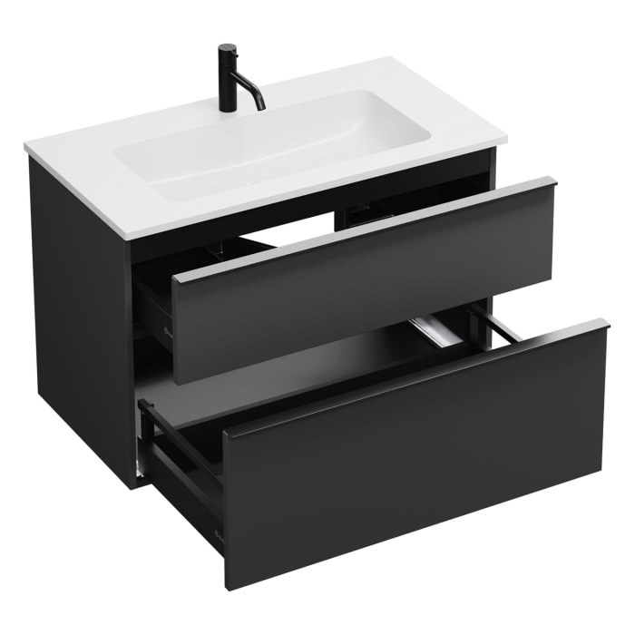 burgbad Eqio Waschtischkombination mit Mineralguss-Waschtisch, 92 cm, mit Griffleiste G0252