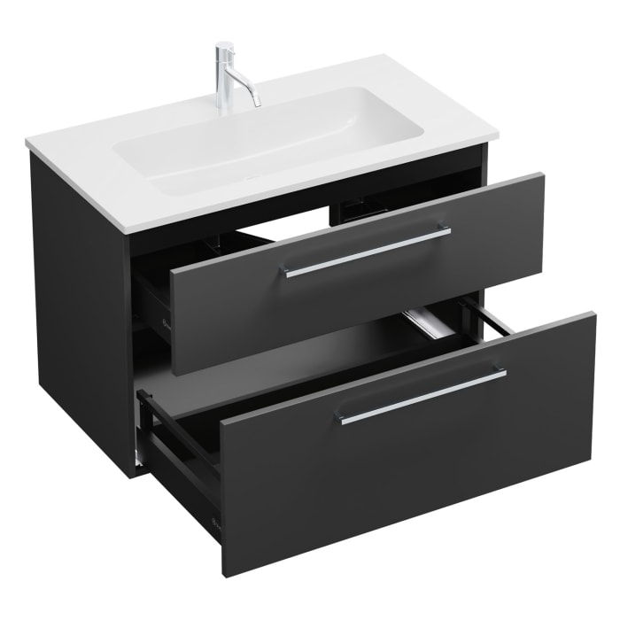 burgbad Eqio Waschtischkombination mit Mineralguss-Waschtisch, 92 cm, mit Stangengriff P95