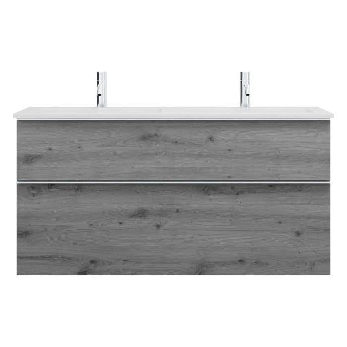 burgbad Eqio Waschtischkombination mit Mineralguss-Doppelwaschtisch, 122 cm, mit Griffleiste G0251