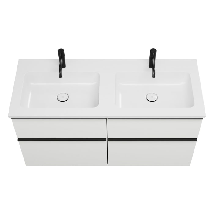 burgbad Eqio Waschtischkombination mit Mineralguss-Doppelwaschtisch, 122 cm, mit Griffleiste G0252