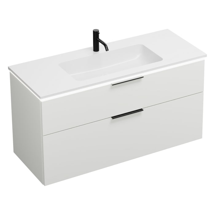 burgbad Eqio Waschtischkombination mit Mineralguss-Waschtisch und LED-Beleuchtung, 122 cm, mit Griff G0200