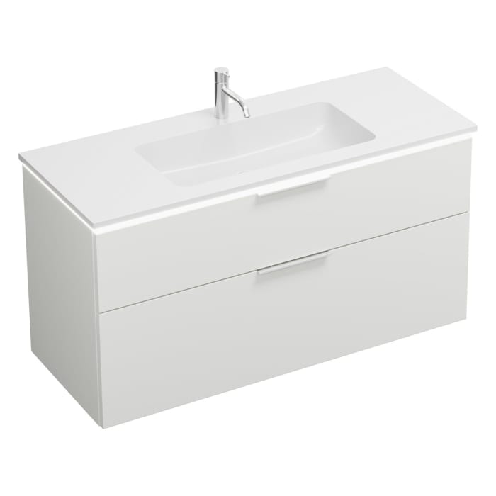 burgbad Eqio Waschtischkombination mit Mineralguss-Waschtisch und LED-Beleuchtung, 122 cm, mit Griff G0146