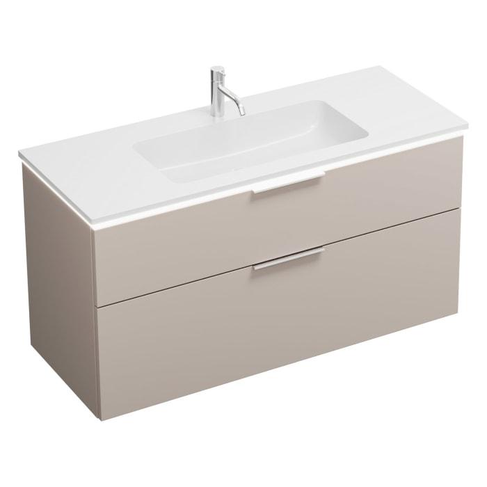 burgbad Eqio Waschtischkombination mit Mineralguss-Waschtisch und LED-Beleuchtung, 122 cm, mit Griff G0146