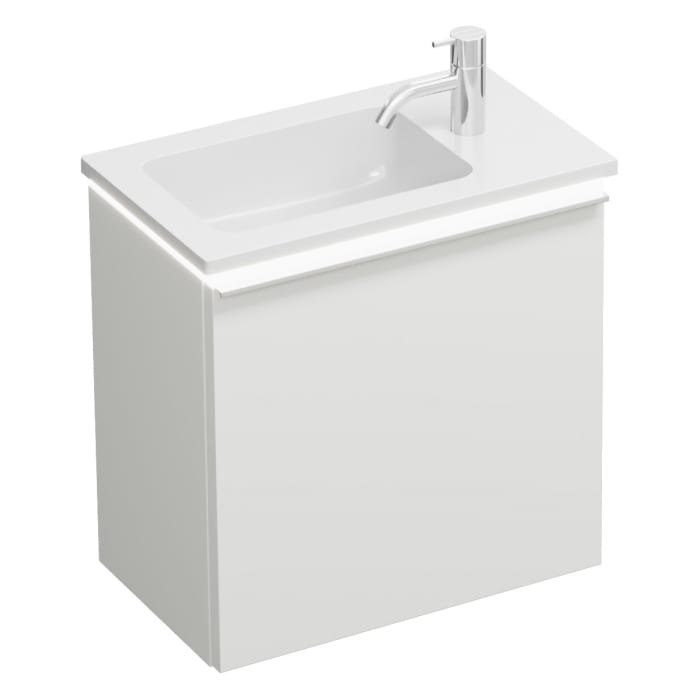 burgbad Eqio Waschtischkombination mit Mineralguss-Waschtisch und LED-Beleuchtung, 52 cm, mit Griffleiste G0251