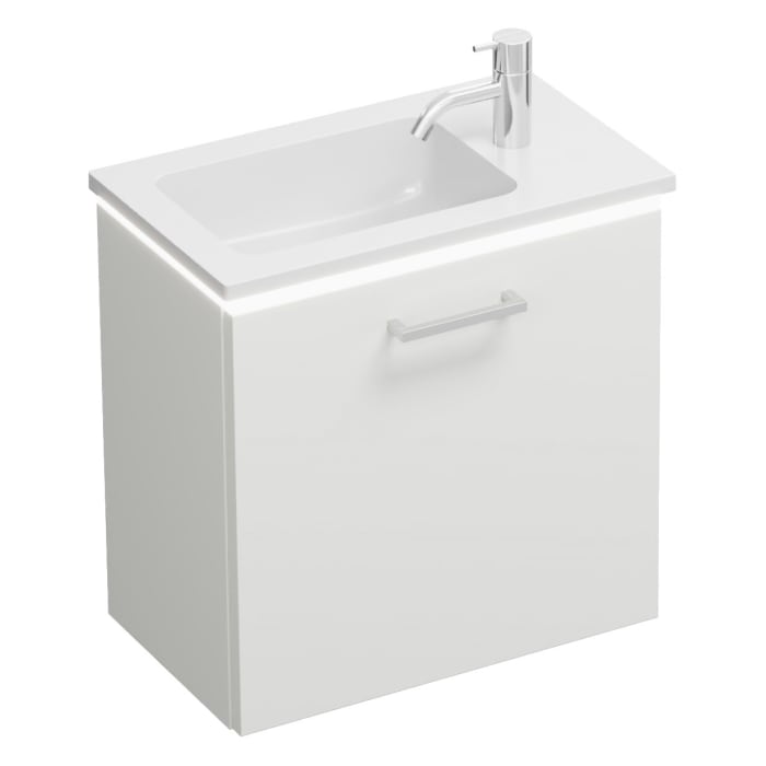 burgbad Eqio Waschtischkombination mit Mineralguss-Waschtisch und LED-Beleuchtung, 52 cm, mit Stangengriff P95