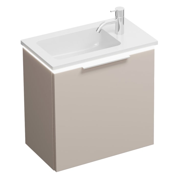 burgbad Eqio Waschtischkombination mit Mineralguss-Waschtisch und LED-Beleuchtung, 52 cm, mit Griff G0146