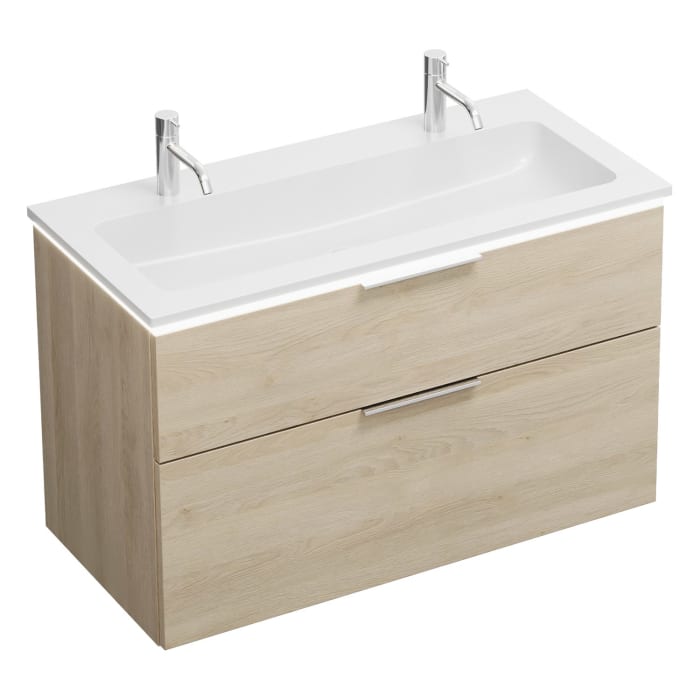 burgbad Eqio Waschtischkombination mit Mineralguss-Waschtisch und LED-Beleuchtung, 102 cm, mit Griff G0146