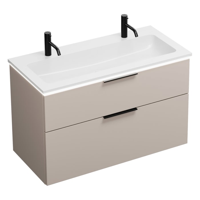 burgbad Eqio Waschtischkombination mit Mineralguss-Waschtisch und LED-Beleuchtung, 102 cm, mit Griff G0200