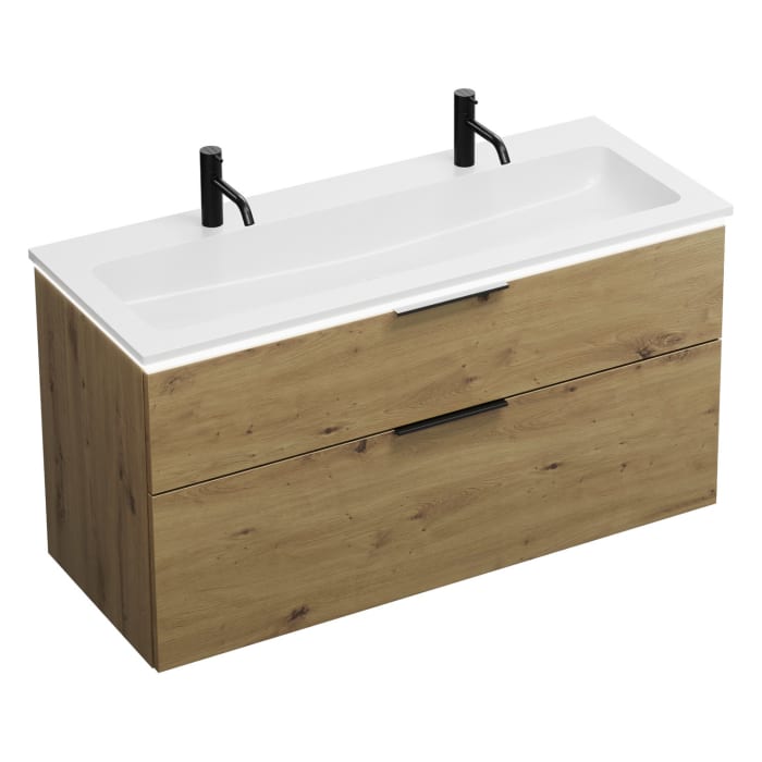 burgbad Eqio Waschtischkombination mit Mineralguss-Waschtisch und LED-Beleuchtung, 122 cm, mit Griff G0200