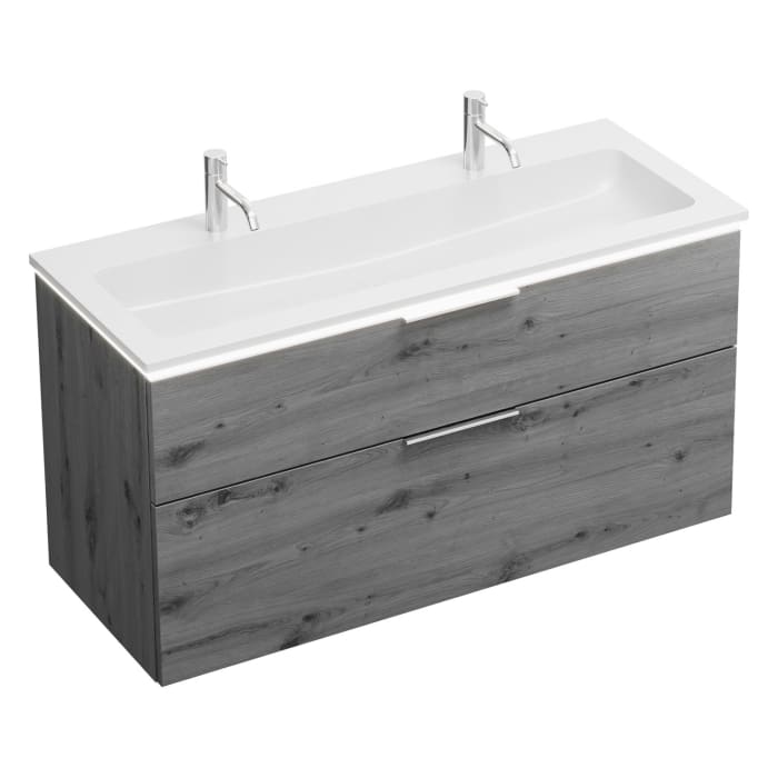 burgbad Eqio Waschtischkombination mit Mineralguss-Waschtisch und LED-Beleuchtung, 122 cm, mit Griff G0146