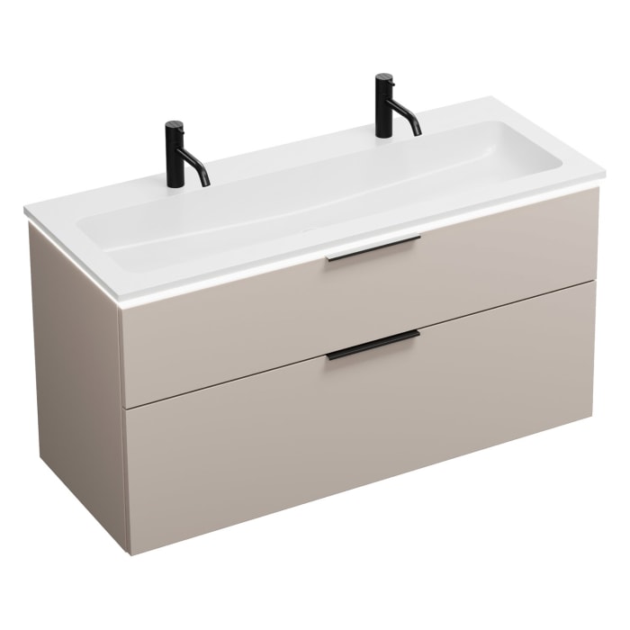 burgbad Eqio Waschtischkombination mit Mineralguss-Waschtisch und LED-Beleuchtung, 122 cm, mit Griff G0200