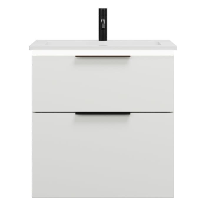 burgbad Eqio Waschtischkombination mit Mineralguss-Waschtisch und LED-Beleuchtung, 62 cm, mit Griff G0200