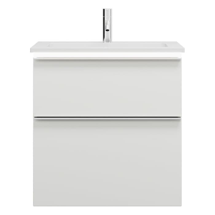 burgbad Eqio Waschtischkombination mit Mineralguss-Waschtisch und LED-Beleuchtung, 62 cm, mit Griffleiste G0251