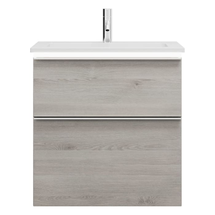 burgbad Eqio Waschtischkombination mit Mineralguss-Waschtisch und LED-Beleuchtung, 62 cm, mit Griffleiste G0251