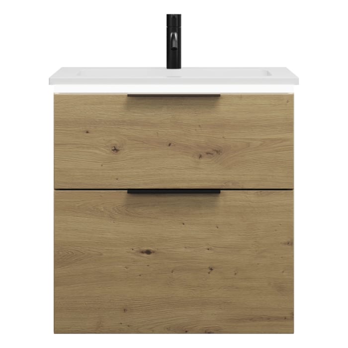 burgbad Eqio Waschtischkombination mit Mineralguss-Waschtisch und LED-Beleuchtung, 62 cm, mit Griff G0200