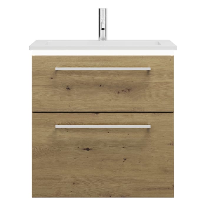 burgbad Eqio Waschtischkombination mit Mineralguss-Waschtisch und LED-Beleuchtung, 62 cm, mit Stangengriff P95