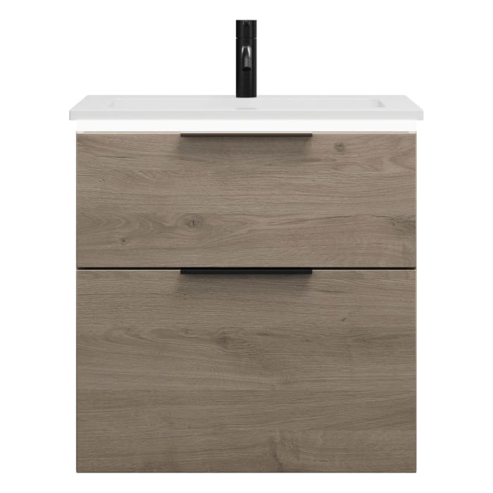 burgbad Eqio Waschtischkombination mit Mineralguss-Waschtisch und LED-Beleuchtung, 62 cm, mit Griff G0200