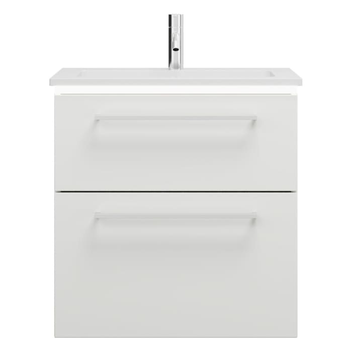 burgbad Eqio Waschtischkombination mit Mineralguss-Waschtisch und LED-Beleuchtung, 62 cm, mit Stangengriff P95