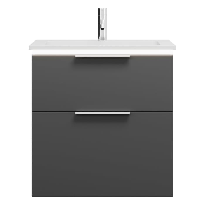 burgbad Eqio Waschtischkombination mit Mineralguss-Waschtisch und LED-Beleuchtung, 62 cm, mit Griff G0146