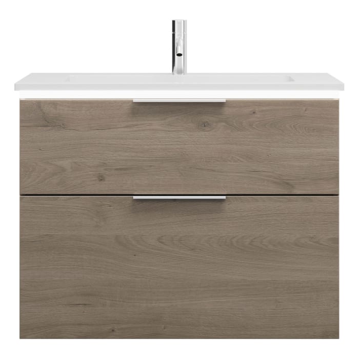 burgbad Eqio Waschtischkombination mit Mineralguss-Waschtisch und LED-Beleuchtung, 82 cm, mit Griff G0146