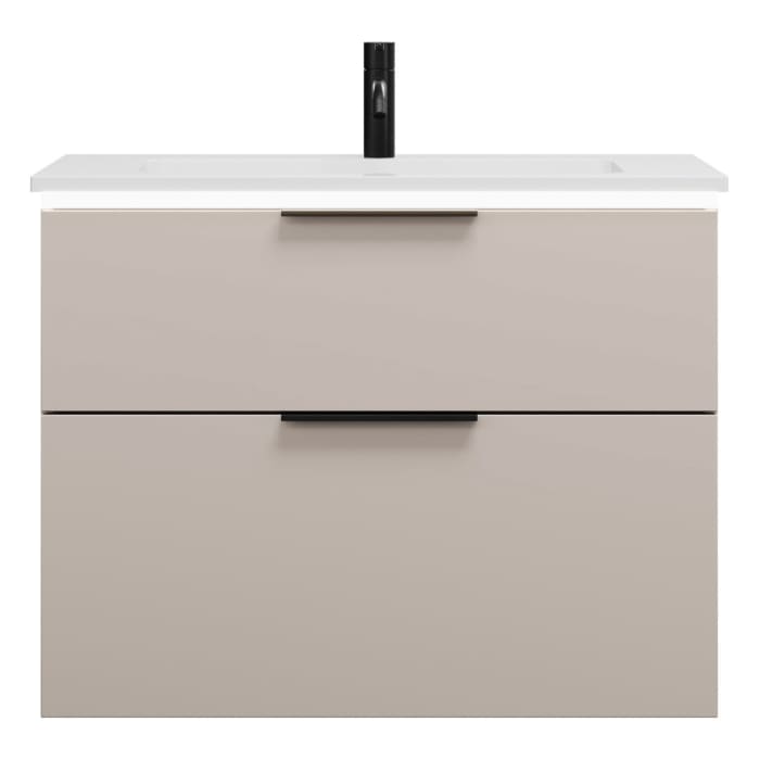 burgbad Eqio Waschtischkombination mit Mineralguss-Waschtisch und LED-Beleuchtung, 82 cm, mit Griff G0200