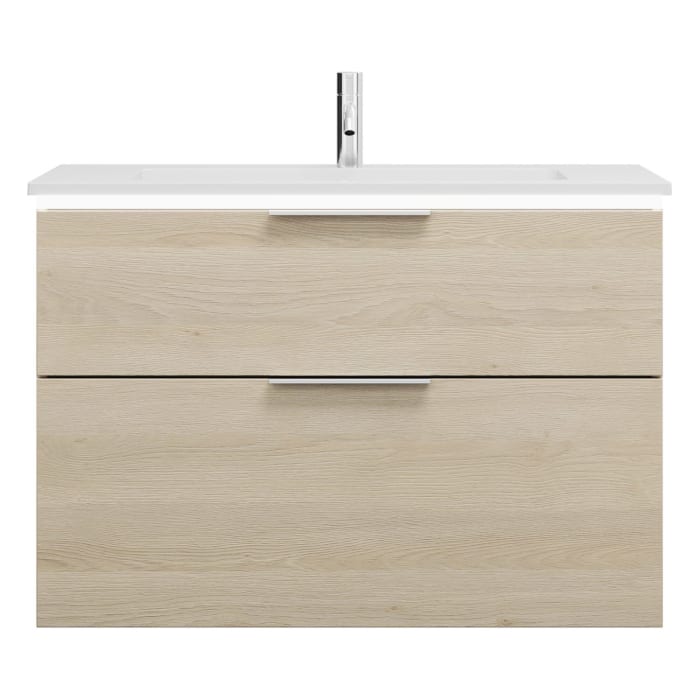 burgbad Eqio Waschtischkombination mit Mineralguss-Waschtisch und LED-Beleuchtung, 92 cm, mit Griff G0146