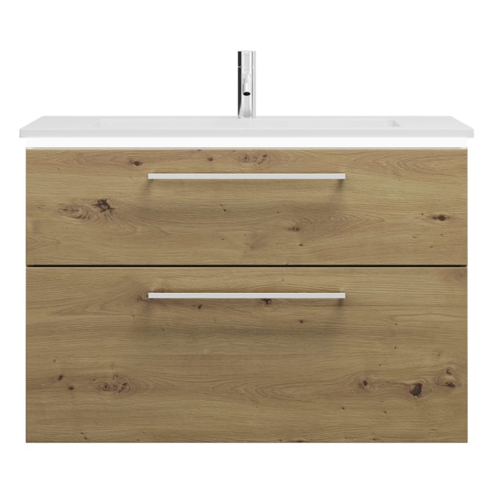 burgbad Eqio Waschtischkombination mit Mineralguss-Waschtisch und LED-Beleuchtung, 92 cm, mit Stangengriff P95