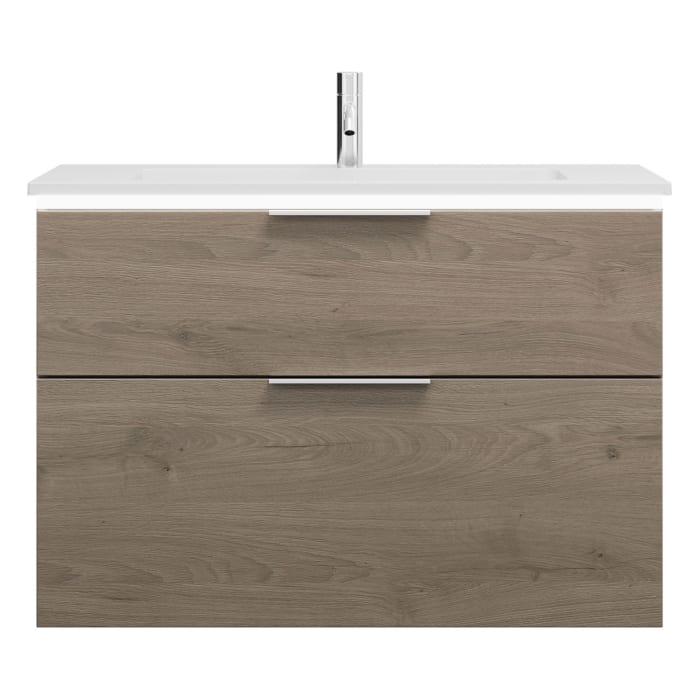 burgbad Eqio Waschtischkombination mit Mineralguss-Waschtisch und LED-Beleuchtung, 92 cm, mit Griff G0146