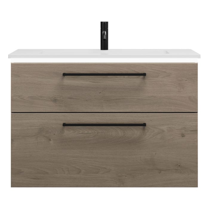 burgbad Eqio Waschtischkombination mit Mineralguss-Waschtisch und LED-Beleuchtung, 92 cm, mit Stangengriff G0234