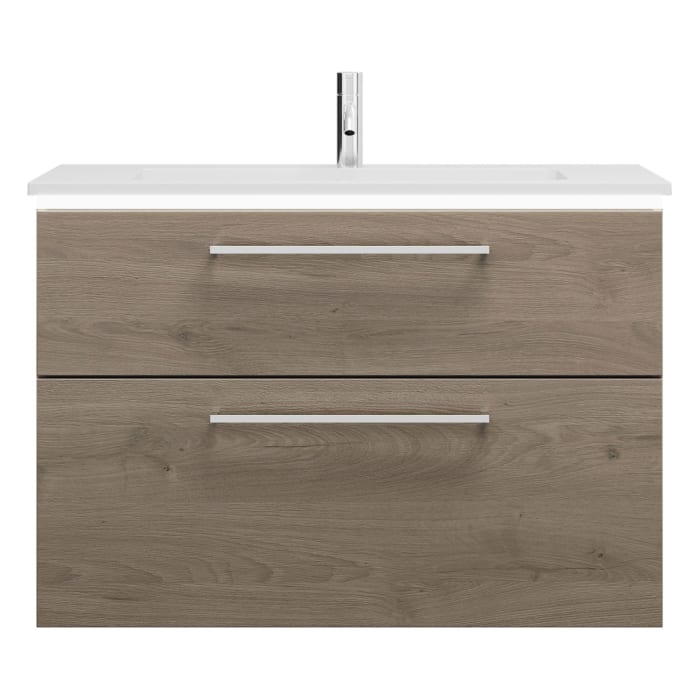 burgbad Eqio Waschtischkombination mit Mineralguss-Waschtisch und LED-Beleuchtung, 92 cm, mit Stangengriff P95