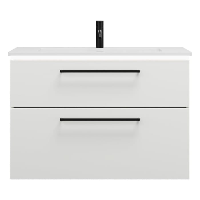 burgbad Eqio Waschtischkombination mit Mineralguss-Waschtisch und LED-Beleuchtung, 92 cm, mit Stangengriff G0234